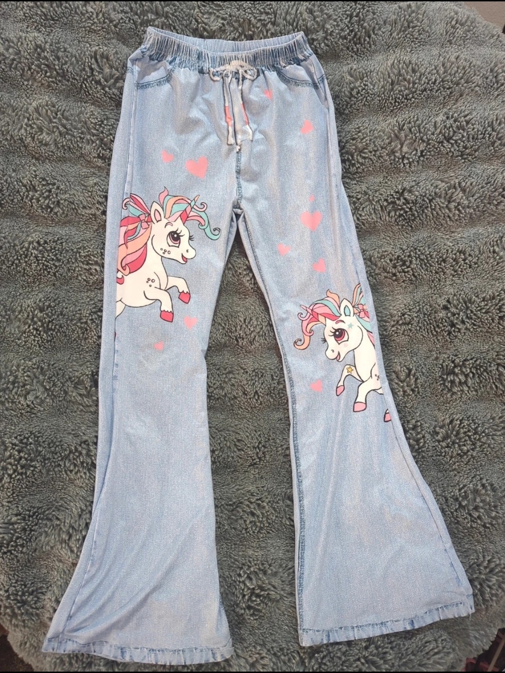 Girls' Light Blue Unicorn Leggings